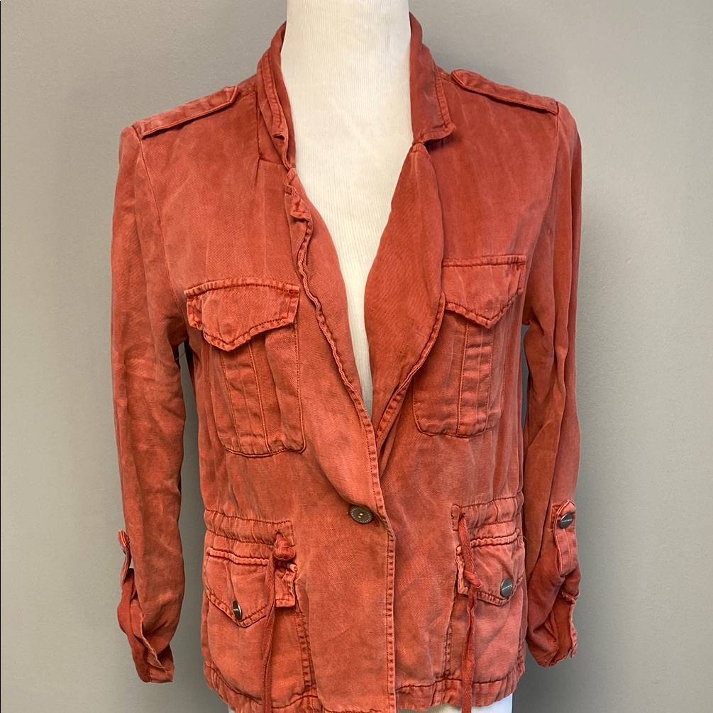 Sanctuary Red Utility Jacket With Relaxed Fit Size Xs